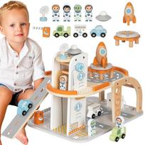 Medinė kosmoso stoties automobilių stovėjimo aikštelė TOOKY TOY