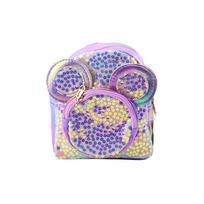 Vaikiška kuprinė su blizgiomis pelės ausimis Violetinė 22cm 3L