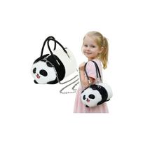 Pliušinė panda krepšys rankenos metalo grandinė juoda balta 20cm