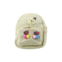 Vaikiška kuprinė siuvinėta spalvinga Pompoms Cream 20cm 2,5L