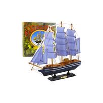 Kolekcinis dekoratyvinio burlaivio modelis baltos ir mėlynos spalvos 33x31cm