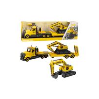 Sunkvežimis DIY Caterpillar su ekskavatoriumi žibintai garsai, geltonas