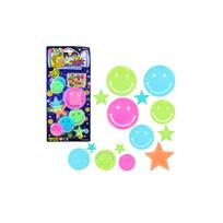 Fluorescenciniai šviečiantys sienų lipdukai Smiley Stars Spalvoti 10 el.