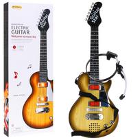 Elektrinė gitara vaikams 3+ medžio imitacija + ausinės su mikrofonu + šviesos garsai