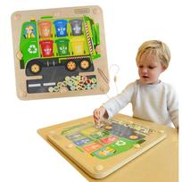 Atliekų rūšiavimo magnetinė lenta MASTERKIDZ Montessori perdirbimo sunkvežimis