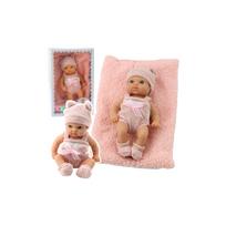 Lėlė kūdikis su antklode Baltos ir rožinės spalvos drabužėliais 18 cm