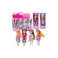Lėlė Mini princesė su karūna Spalvota suknelė 14 cm MIX 1vnt