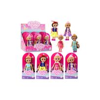 Lėlė Mini princesė su karūna dekoruota suknelė 17 cm MIX 1vnt