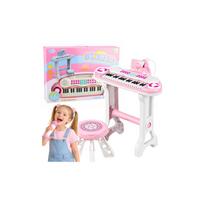 Vaikų elektroninis pianinas vargonų taburetė Mikrofonas MP3 rožinis