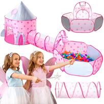 Palapinė WOOPIE 3-in-1 XXL Princesės rūmai namelis-tunelis-sausasis baseinas