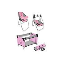 Lėlių komplektas „Princess PinkGrey“ – lovelė / 2-in-1