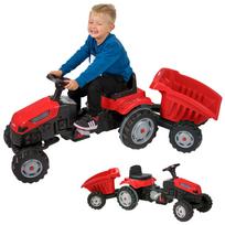 Pedalinis traktorius su priekaba WOOPIE Farmer GoTrac MAXI, raudonas