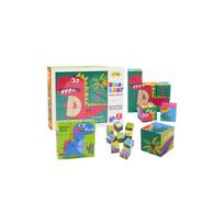 Dėlionės 6-in-1: kaladėlės, kubeliai su 6 paveikslėliais, dinozaurai, 9 vnt