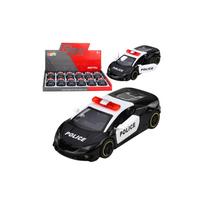 Sportinis policijos automobilis su varikliu, metalinis „pull-back“ modelis, juodos spalvos, 1:43