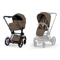 Universalus vežimėlis Cybex ePriam Comfort Matt Black 2in1, Coconut Brown