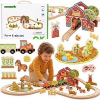 Medinis traukinių rinkinys su fermos motyvais TOOKY TOY, 48 el.