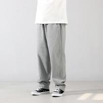 Boys Wide Leg Sweatpants Vertical Stripe Elastic Waist Pants for Kids (130-170cm) Casual & Streetwear Grey/Green/Beige/Maroon 130cm pilka spalva