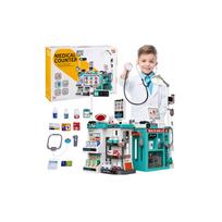 Didelis gydytojo rinkinys: medicininis staliukas, šviesos ir garso efektai, priedai, 77 el.