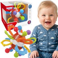 Barškutis-kramtukas WOOPIE BABY – jutiminis kamuoliukas kūdikiams, nuo 0 metų, minkštas