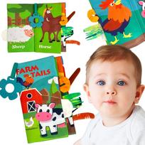 Minkšta knygelė iš audinio WOOPIE BABY Gyvūnų uodegėlės