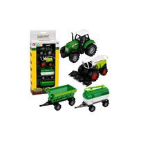Žemės ūkio transporto priemonių rinkinys: traktorius, šienapjovė, autocisterna, trąšų barstytuvas, 1:68, 4 vnt.
