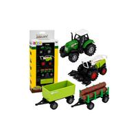 Žemės ūkio transporto priemonių rinkinys: traktorius, šienapjovė, medienos priekaba, mastelis 1:68, 4 vnt.