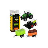Žemės ūkio transporto priemonių rinkinys: traktorius, šienapjovė, priekabos, mastelis 1:68, 4 vnt.