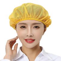 Simple Elastic Mesh Work Hat Breathable Oil-Resistant Catering Work Wear Dust-proof Hair Nets Cap Food Service geltona