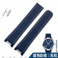 20mm Watch Strap For Omega Seamaster 300 AT150 Aqua Terra Ultra Light 8900 Steel Buckle Blue Watchband Bracelets 20mm