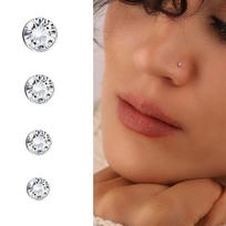 925 Sterling Silver Super Flash Nose Stud Women's Mini Czech Diamond Fashion Puncture Nasal Hole Anti-Allergy Thin Rod Ear Bone Stud 925 Sterling Silver 1.5mm Single Stud Earring