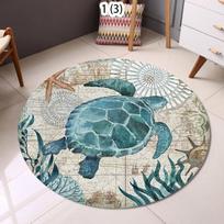 3D Effect Print Turtle Rug Ocean Animal Round Rug Marine Life Home Decor Ocean Gift Turquoise Sea Turtle Rug Turtle Lovers Gift 80cm x 80cm