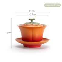 Chinese Retro Ceramic Gaiwan Handmade Persimmon Shape Tea Tureen Teacup Travel Portable Tea Bowl Household Tea Set Teaware 110ml 11x9cm  110ml