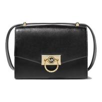 Michael Kors MK Hendrix Raidinis Logotipas Auksinė Sagtis Vienspalvė Prancūziškas Minimalistinis Odinis Įstrižas Peties Krepšys Moteriški Krepšiai Juodas 32F0G1HC0L-001 Basic Set (Bag+Dust Bag)
