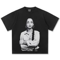 Sade Vintage Black White Graphic TShirt Women Unisex Oversized Soul Singer Casual Cotton Short Sleeve Streetwear Fashion Top M