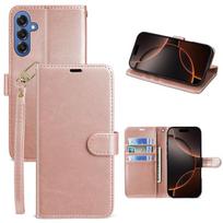 Samsung S26/S26 Ultra Leather Wallet and Card Holder Case S22 rožinio aukso spalvos