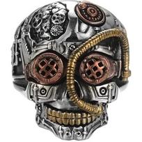 European and American Ring Accessories Hip-hop Industrial Steam Men's Ring Carved Three-color Ring Skull Ring 6