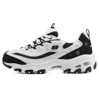 Skechers DLites 1.0 Gėlėtas Meškiukas Audinys Oda Sportiniai Universalūs Žemi Tėčio Batai Moteriški Kedai Balti Juodi 896155-WBK 35.5
