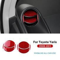 Carbon Fiber Interior Sticker for Toyota Yaris 2006-2011 Instrument Panel Air Vent Trim Red Carbon juoda