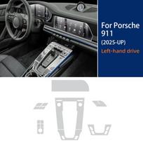 TPU apsauginė plėvelė Porsche 911 2025-2026 interjerui, apsauganti nuo įbrėžimų, skaidrus lipdukas Set / Matte transparent / LHD juoda