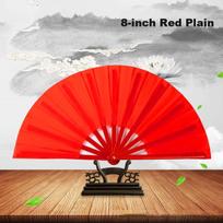 Youjia Liangpin 8-Inch Single-Sided Kung Fu Fan Tai Chi Martial Arts Folding Dance Exercise Clapper Fan Chinese Style Red Fan