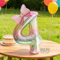 Shicai Rainbow Number Balloon Bowknot Birthday Gift for Boys and Girls First Birthday Scene Decoration Photo Props 4