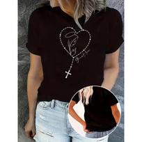 Black T-shirt With Rosario De Rel Heart Print M