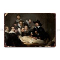Rembrandt The Anatomy Lesson Of Dr Nicolaes Tulp Metal Sign Poster Party Club Garage Wall Decor Character Tin Sign Poster 20X30CM black