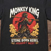 Monkey King Shirt, Journey West Tee, Sun Wukong Inspired Mythic Warrior Shirt, Chinese Folklore Graphic Tee, Rebel Legend Gift M