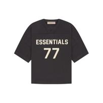 Fear Of God Essentials Ss22 Football Tee Iron Letter Number Flocking V-Neck Short Sleeve Drop Shoulder T-Shirt Women Tops Black-Iron FOG-SS22-146 L