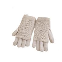 Solid Color Five-finger Mittens Dual-purpose Cycling Gloves Riding Knitted Gloves  Girls smėlis