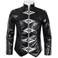 Michael Jackson Cosplay Costume Pu Leather Punk Skull Jacket For Stage Performances M black