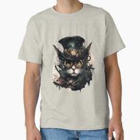 Cat Steampunk 4 Hat Yellow Eyes Classic Tshirt Made In Usaaus Tshirt S2xl S