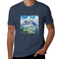 A Watercolor Design Of Dolomites Italy Tshirt Nonshrink Basic Cotton Tshirt S