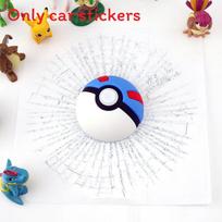 Pokemon Pokeball 3d Car Sticker With Pet Material For Creative Car Decor Blue